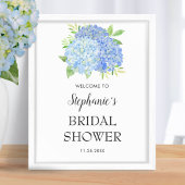 Blue Hydrangea Bouquet Vrijgezellenfeest Welcome Poster