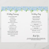 Blue Hydrangea Bouquet Wedding Order of Service (Achterkant)