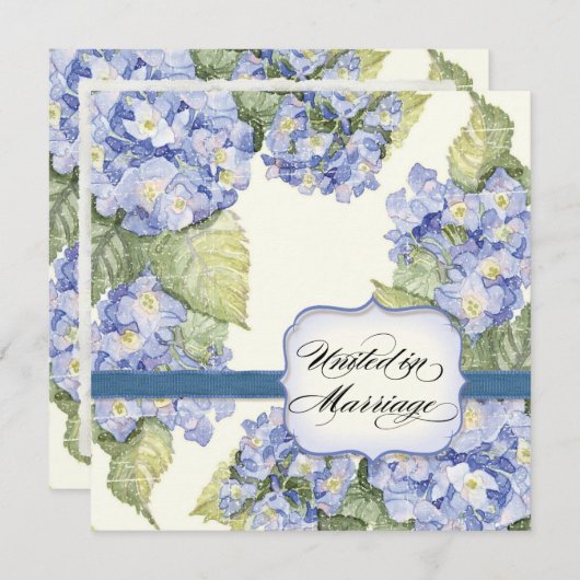 Blue Hydrangea Bracket Floral Formal Weddenschap Kaart (Voorkant / Achterkant)