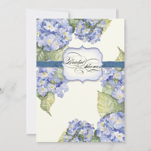 Blue Hydrangea Bracket Floral Formal Wedding Kaart (Voorkant)