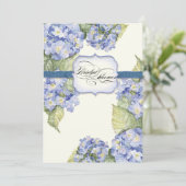 Blue Hydrangea Bracket Floral Formal Wedding Kaart (Staand voorkant)