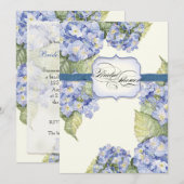 Blue Hydrangea Bracket Floral Formal Wedding Kaart (Voorkant / Achterkant)