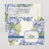 Blue Hydrangea Bracket Floral Formal Wedding RSVP Kaartje (Voorkant / Achterkant)