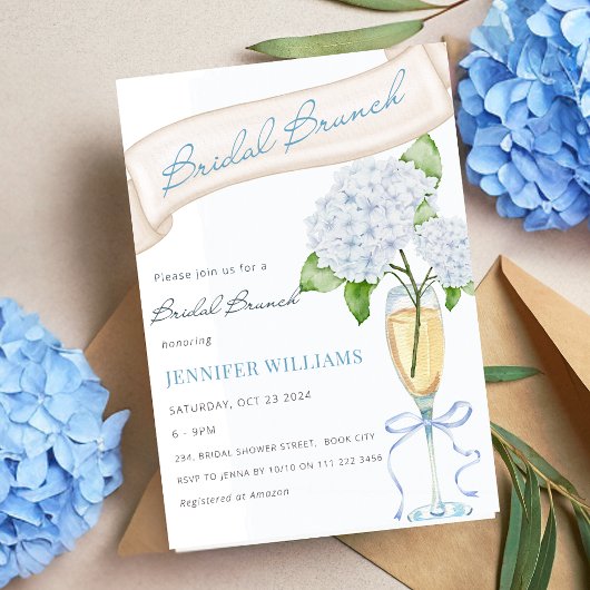 Blue Hydrangea Bridal Brunch Vrijgezellenfeest Kaart