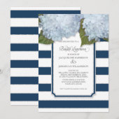 Blue Hydrangea Bridal Luncheon Navy Stripe Modern Kaart (Voorkant / Achterkant)