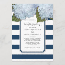Blue Hydrangea Bridal Luncheon Navy Stripe Modern Kaart