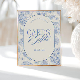 Blue Hydrangea Bridal Shower Cards Gifts Poster
