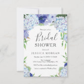 Blue Hydrangea Bridal Shower Invitation Card Kaart (Voorkant)