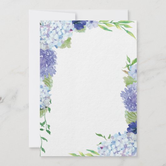 Blue Hydrangea Bridal Shower Invitation Card Kaart (Achterkant)