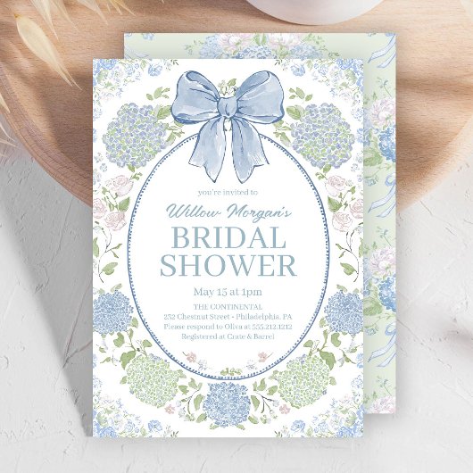 Blue Hydrangea Bridal Shower Invitation Kaart