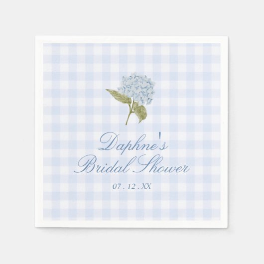 Blue Hydrangea Bridal Shower Servet (Voorkant)