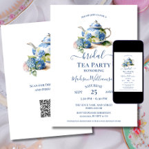 Blue Hydrangea Bridal Tea Party QR-code