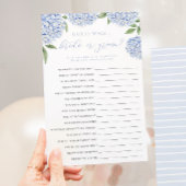 Blue Hydrangea Bride of Groom Paper Game Kaart