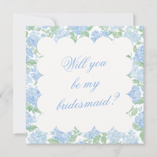 Blue Hydrangea Bridesmaid Proposal Card (Voorkant)