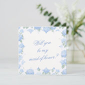 Blue Hydrangea Bridesmaid Proposal Card (Staand voorkant)