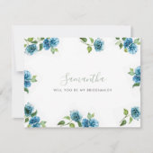 Blue Hydrangea Bridesmaid Proposal Cards (Voorkant)