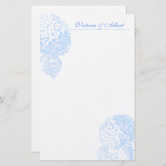 Blue Hydrangea Briefpapier (Voorkant / Achterkant)