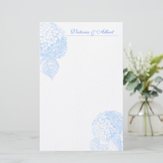 Blue Hydrangea Briefpapier (Staand voorkant)