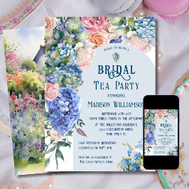 Blue Hydrangea bruids thee party Kaart