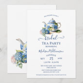 Blue Hydrangea bruids thee party Kaart (Voorkant / Achterkant)