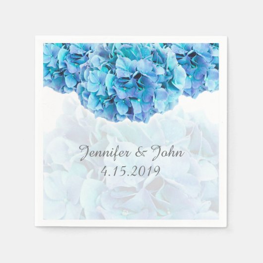 Blue Hydrangea Bruiloft Collectie Servetten (Voorkant)