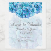 Blue Hydrangea Bruiloft Collectie Wijnlabel Wijn Etiket (Enkel label)