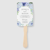 Blue Hydrangea bruiloft fan programma Handwaaier (Voorkant)