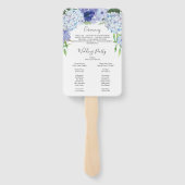 Blue Hydrangea bruiloft fan programma Handwaaier (Achterkant)