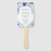 Blue Hydrangea bruiloft fan programma Handwaaier (Voorkant)