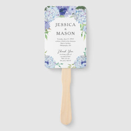 Blue Hydrangea bruiloft fan programma Handwaaier