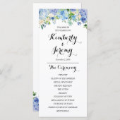 Blue Hydrangea bruiloft programma Kaarten (Voorkant / Achterkant)