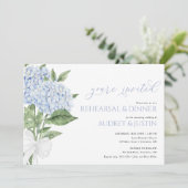 Blue Hydrangea bruiloft repetitie diner Kaart (Staand voorkant)