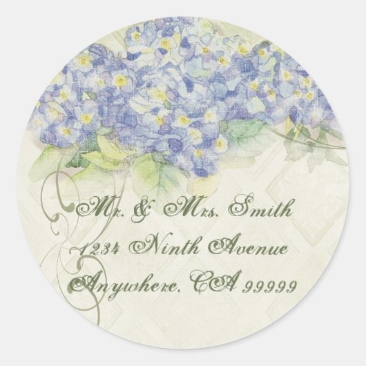 Blue Hydrangea - Bruiloft Seal Stickers (Voorkant)