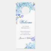 Blue Hydrangea bruiloft welkom niet storen Deurhanger (Achterkant)