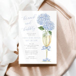 Blue Hydrangea Brunch en Bubbly Gold Champagne Kaart<br><div class="desc">Dit prachtige ontwerp is voorzien van blauwe hortensia blooms en uw aangepaste tekst. Gebruik het sjabloon formulier om uw gegevens toe te voegen.</div>