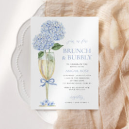 Blue Hydrangea Brunch en Bubbly Serif Champagne Kaart