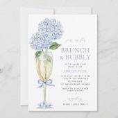 Blue Hydrangea Brunch en Bubbly Serif Champagne Kaart (Voorkant)