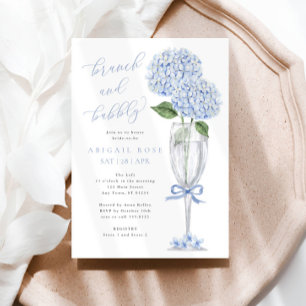 Blue Hydrangea Brunch en Bubbly Silver Champagne Kaart
