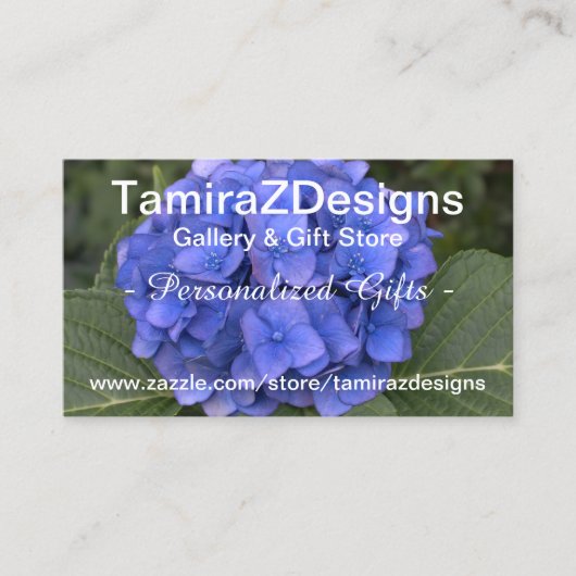 Blue Hydrangea Business Contact Scan QR-codes Visitekaartje (Voorkant)