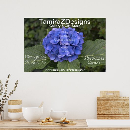 Blue Hydrangea Business POSTER Banner (Keuken)