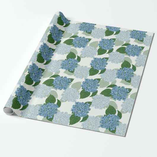 Blue Hydrangea Cadeaupapier (Uitgerold)