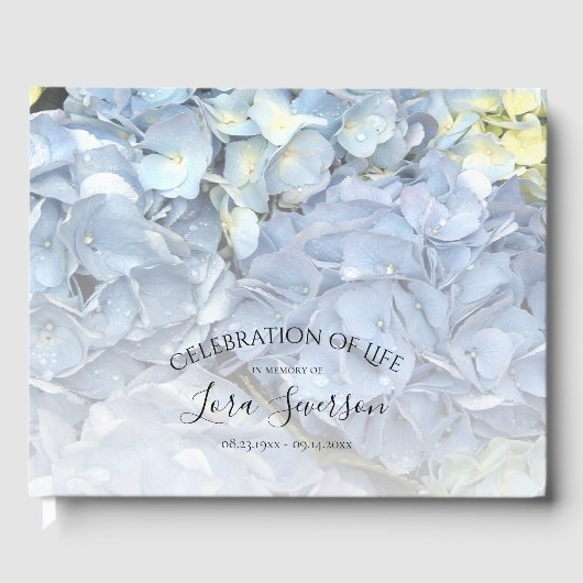 Blue Hydrangea Celebration of Life Memorial Gastenboek (Voorkant)