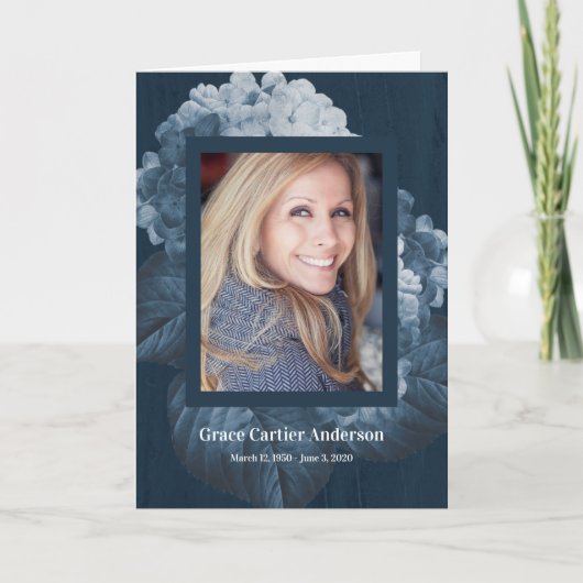 Blue Hydrangea Celebration of Life Programme Programma (Voorkant)