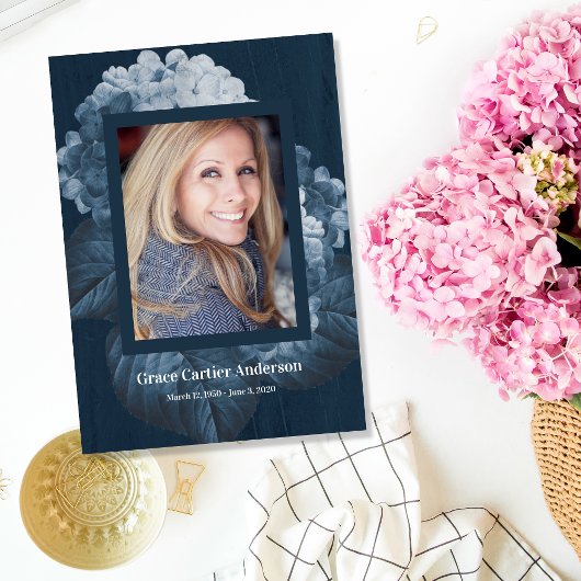 Blue Hydrangea Celebration of Life Programme Programmakaart