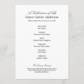 Blue Hydrangea Celebration of Life Programme Programmakaart (Achterkant)