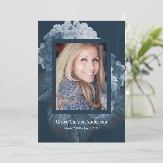 Blue Hydrangea Celebration of Life Programme Programmakaart (Staand voorkant)