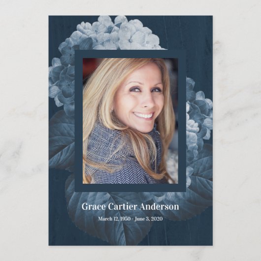 Blue Hydrangea Celebration of Life Programme Programmakaart (Voorkant)