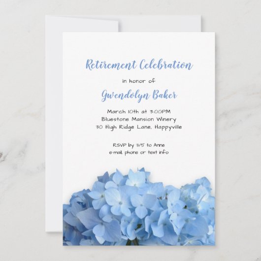 Blue Hydrangea Celebration Retirement Birthday Kaart (Voorkant)