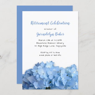 Blue Hydrangea Celebration Retirement Birthday Kaart