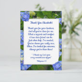 Blue Hydrangea Christelijk Friend Custom Text Bedankkaart (Staand voorkant)
